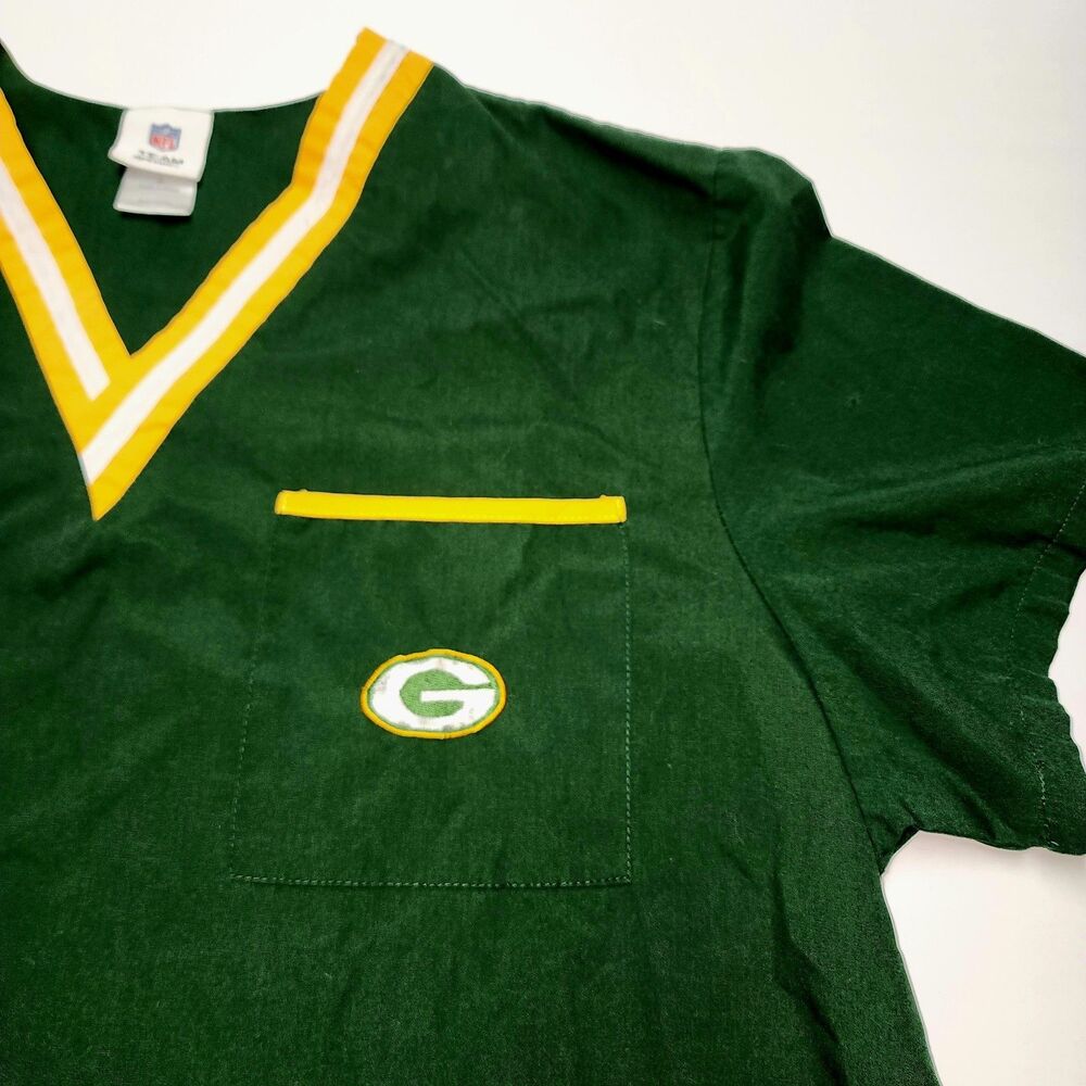 Green Bay Packers NFL Team Apparel Scrubs Pair Top & Bottom Men's Large EUC - Picture 3 of 15